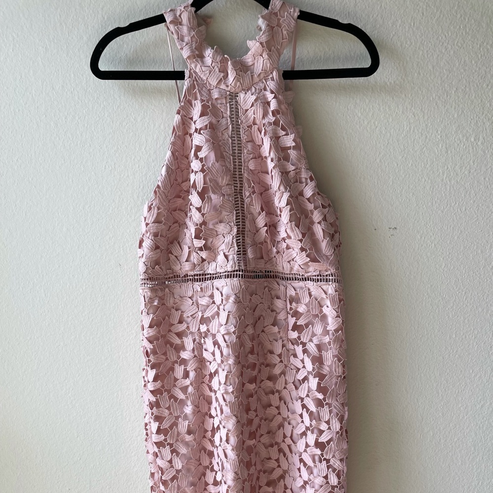 Pink lace midi dress